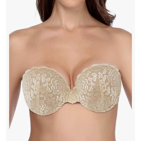 Strapless Backless Push Up Adhesive Reusable Seamless Invisible Bra for Women DD - Picture 1 of 13